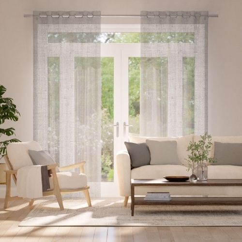 Lumiere Unlined Ariel Silver Sheer Curtain