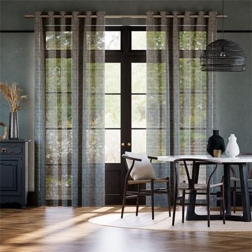 Luna Voile Gold & Black Sheer Curtain