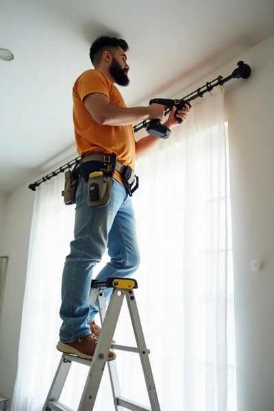 Curtain repair technician fixing track