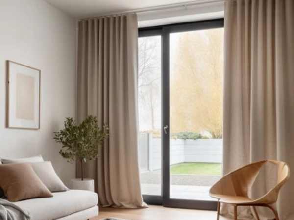 Elegant beige linen curtains in Dubai