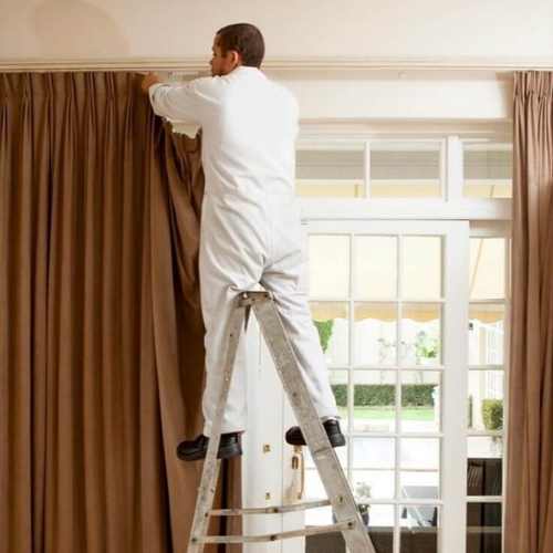 Finished curtain fixing in Dubai living room